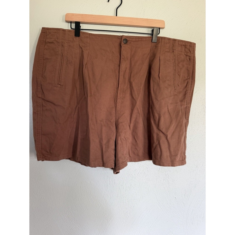 Falls Creek Womens Pleated High-Waisted Cotton Blend Mom Shorts Orange Size 24